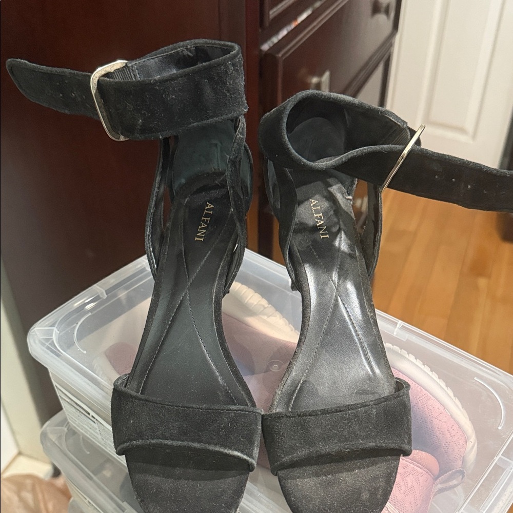 Alfani Black Suede Ankle Strap Heels
